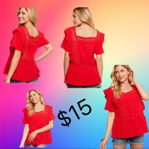 RED CROCHET DESIGN BLOUSE